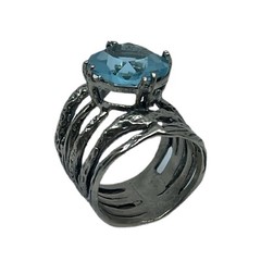 Israel sterling silver blue topaz ring – GM595