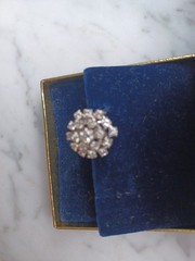 Funky 1950s Midcentury 14K White Gold Diamond Cluster Vintage Dome Cocktail Ring