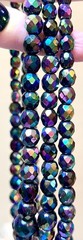 BEAUTIFUL Vintage Iridescent Sparkling Black Peacock Bead 3 Strand Necklace
