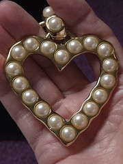 Vtg 1980s BIJOUX GIVENCHY Pearl Heart Necklace & NWT Clip-On Earrings Set