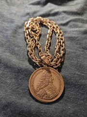 Miriam Haskell Gold Tone Double Sided Coin Pendant AND Dauplaise NECKLACE
