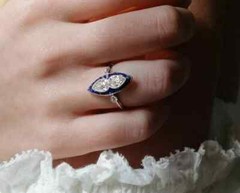 Art Deco Style Lab Created Diamond Engagement Anniversary 14K White Gold FN Ring