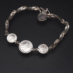 Vintage Silver Engraved CoinDesign Bracelet, 17.5cm Not specified