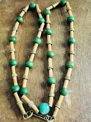 Vintage 1950s-1960s MCM Modernist Malacite And Copper And Brass Accent Choker