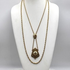 Vintage Cameo Necklace Courting Couple 2 Strand Romantic Victorian Revival