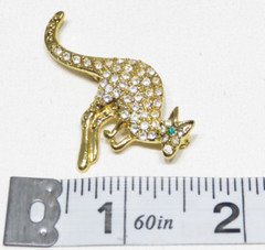 Vintage Kangaroo Pave Gold Tone Green Eyed Brooch Lot 1878S lisasfinds