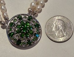 Jtv Double Seed Pearl Strand With Chrome Diopside Medallion….