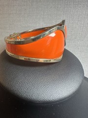 Vintage Orange Enameled Hinged Bracelet