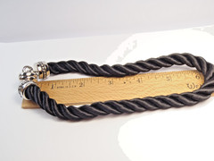 Vintage Twisted Black Cord Push Snap Lock Choker and Clip on Earring Set