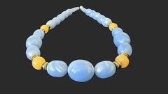 Vintage Blue Marbled Lucite Bead Necklace Graduated Statement Gold Tone Spacers