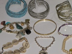 Alex And Ani 24K Electro Plated Lot Of 119 Silver Tone Rinstones Beaded Bangle
