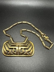 Vintage 1960s Pierre Cardin Space Age Modernist Gold Tone Statement Art Necklace