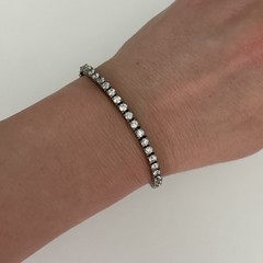 Vintage 925 Sterling Silver Clear CZ Tennis Bracelet 7″