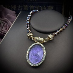 Medieval Retro Vintage Light Luxury Cute Mermaid Series Oval Magnetic Pendant