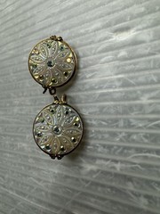 vintage HILLCRAFT CASTLECRAFT 1950s Slide-On EARRINGS .75” AURORA BOREALIS