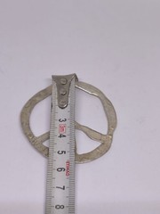 Large Vintage Peace Sign Pendant Silver Tone Hammered Metal Hippie Boho Festival