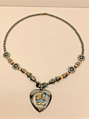 Vintage Heavy Heart W/ Good Luck Elephant Inside Pendant Necklace