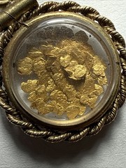 Necklace Encased 22k gold nuggets and 12k gold-filled rope border bezel & Chain