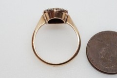 ANTIQUE ENGLISH 15K GOLD SEED PEARL HAIR LOCKET MOURNING RING c1880