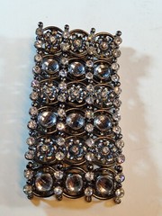 Vtg 60’s Rhinestone Crystal Stretch Cuff Bracelet 2″