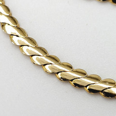 Serpentine Style Shiny Gold Tone Chain Necklace Womens Mens Vintage 24 inch