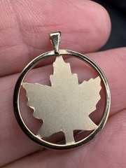 VTG Sterling Silver Gold Vermeil Maple Leaf Engraved Pendant Charm Estate 925