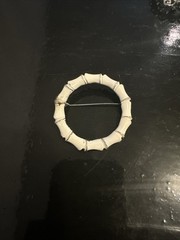 Vintage Kramer Bamboo Gold And White Brooch