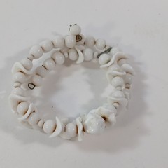 Vintage Milk Glass Bracelet 2 Strand Memory Wire Bracelet