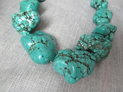 12 Turquoise Howlite Nugget Necklace – w/ Metal Tag – Marked – 15″ long – 4 213