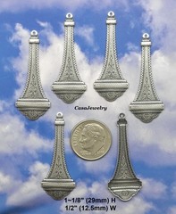 #0078 ANTIQUED STERLING SILVER PLATED PENDANT/ER DROP W/TOP HANG RING – 6 Pcs