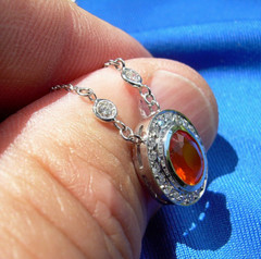 Original EARTH MINED Precious Fire OPAL Deco DIAMOND Station Necklaces 14K GOLD