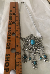 Vintage Silver Tone Faux Turquoise Necklace Tribal Festival Boho Stunning