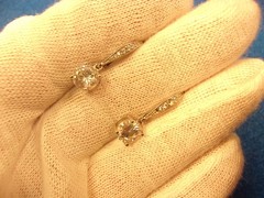 3 PAIRS OF STERLING SILVER EARRINGS: CZ HOOPS, STUDS/DROPS; GOLD PLATED HOOPS