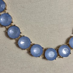 Gold Stone Collar Statement Necklace Round Sky Blue Stones in Prong Setting