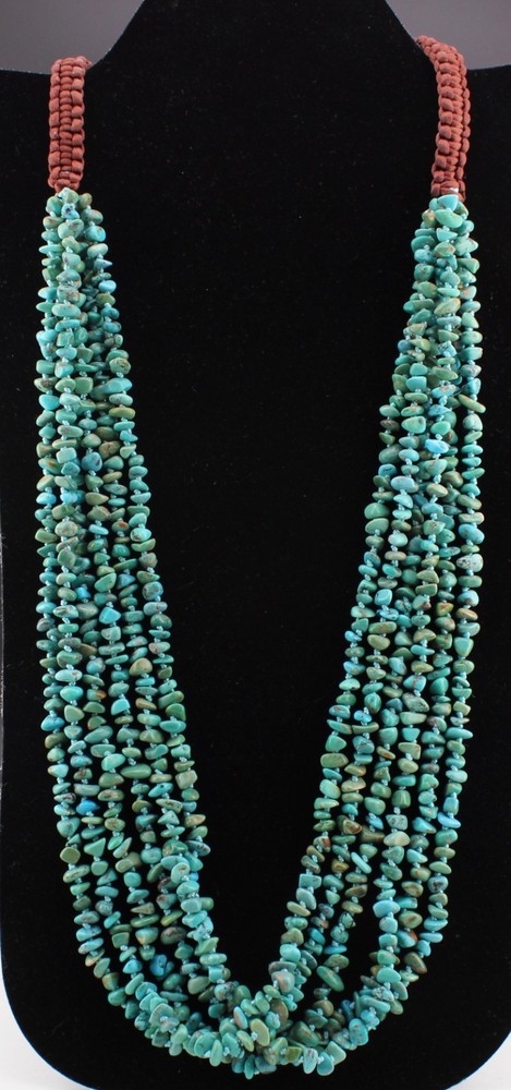 😍SZ Sally C 6 Strand Turquoise Nugget Layered Waterfall Statement Necklace 30″