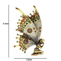 Vintage Butterfly Wings Fairy Brooch Quality Enamel Women Pin Angel Jewelry Gift