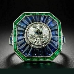 4.75Ct Art Deco Style Lab Created Diamond Anniversary 14k White Gold Finish Ring