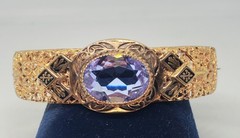 Gorgeous Early 1900s Taille D’Epargne Light Lilac Glass Stone Bracelet