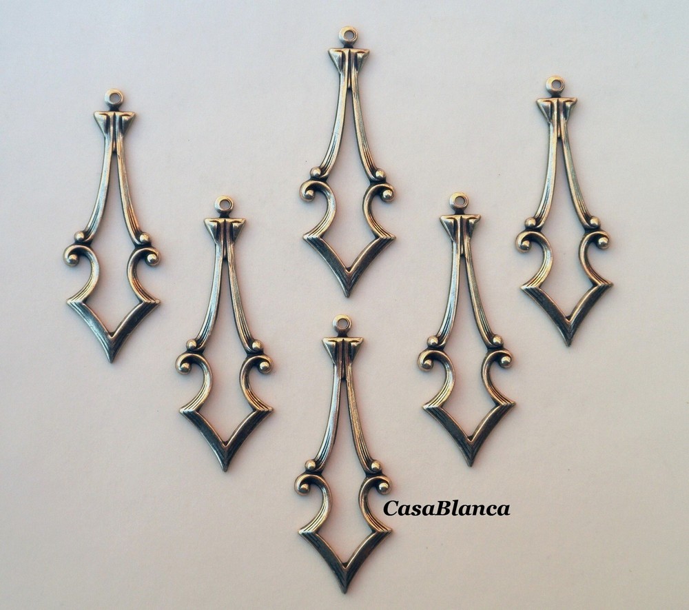 #3500 ANTIQUED GOLD CELTIC RENAISSANCE DROP W/TOP HANG RING – 6 Pc Lot
