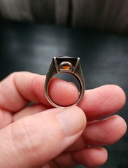 Vintage 90’s Modernist Smoky Quartz & Sterling Silver Ring Size 6