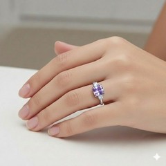 Vintage 14K White Gold Engagement ring 1.81ct.Natural Lavender Purple Sapphire