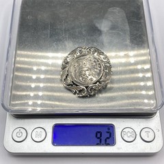 9.2 Grams Antique Art Nouveau 935 Sterling Silver Floral Flower Brooch Pin