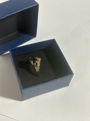 Vintage Green Cubic Zirconia Ring Gold Plated Womens Size 6.5