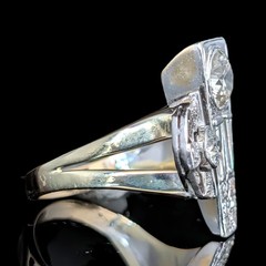1940s Old European Cut Diamonds 14k Gold Platinum Cocktail Ring Vintage Retro