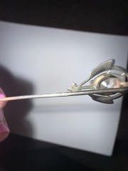 Antique Edwardian 10K Solid White Gold Colorless Topaz Stickpin