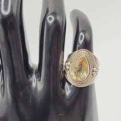 Artisan Smoky Quartz Teardrop Southwestern Style Silver 925 Ring Sz 5.75 Tested