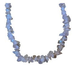Pink Rose Quartz Gemstone Chip Stone Necklace 34″ Long 48 Grams Gemstone Healing