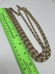 Vintage Multiple Strand 5 Strands Gold Tone Chain 16”-18” Adjustable Necklace