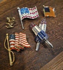4th of July Vintage & Contemporary USA America Brooch Pins Lapel Pins