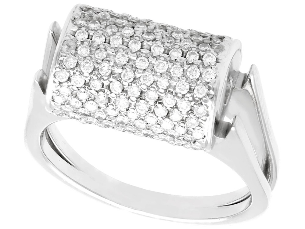 Vintage 0.68 Ct Diamond and 18k White Gold Dress Ring